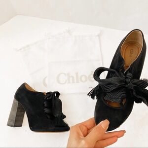 Chloe Short Ankle Bootie Harper Black Suede Size 36
